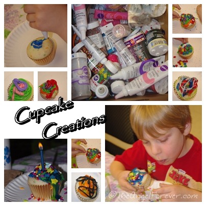 Kid decorated cupcakes at Pirate Party